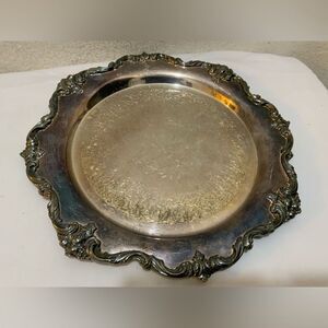 Webster Wilcox Round Silver Plate Serving Tray American Rose 5772 Intl Silver Co